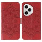 For Honor 400 Pro Global 160.8mm Sun Mandala Embossing Pattern Phone Leather Case(Red) - 1