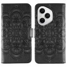 For Honor 400 Pro Global 160.8mm Sun Mandala Embossing Pattern Phone Leather Case(Black) - 1