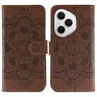 For Honor 400 Pro Global 160.8mm Sun Mandala Embossing Pattern Phone Leather Case(Brown) - 1