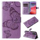 For Motorola Edge 50 Pro 3D Butterfly Embossed Pattern Flip Leather Phone Case(Purple) - 1