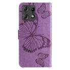 For Motorola Edge 50 Pro 3D Butterfly Embossed Pattern Flip Leather Phone Case(Purple) - 3