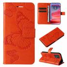 For Motorola Edge 50 Pro 3D Butterfly Embossed Pattern Flip Leather Phone Case(Orange) - 1