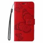 For Motorola Edge 50 Pro 3D Butterfly Embossed Pattern Flip Leather Phone Case(Red) - 2