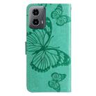 For Motorola Moto G34 3D Butterfly Embossed Pattern Flip Leather Phone Case(Green) - 3