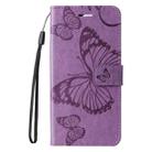 For Motorola Moto G34 3D Butterfly Embossed Pattern Flip Leather Phone Case(Purple) - 2