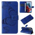 For Motorola Moto G34 3D Butterfly Embossed Pattern Flip Leather Phone Case(Blue) - 1