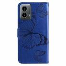 For Motorola Moto G34 3D Butterfly Embossed Pattern Flip Leather Phone Case(Blue) - 3