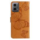 For Motorola Moto G34 3D Butterfly Embossed Pattern Flip Leather Phone Case(Yellow) - 3