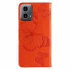 For Motorola Moto G34 3D Butterfly Embossed Pattern Flip Leather Phone Case(Orange) - 3