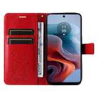 For Motorola Moto G34 3D Butterfly Embossed Pattern Flip Leather Phone Case(Red) - 3