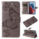 For Motorola Moto G34 3D Butterfly Embossed Pattern Flip Leather Phone Case(Grey) - 1