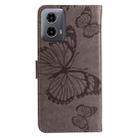 For Motorola Moto G34 3D Butterfly Embossed Pattern Flip Leather Phone Case(Grey) - 3