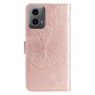 For Motorola Moto G34 3D Butterfly Embossed Pattern Flip Leather Phone Case(Rose Gold) - 3