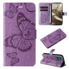 For Motorola Edge 50 5G 3D Butterfly Embossed Pattern Flip Leather Phone Case(Purple) - 1