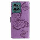 For Motorola Edge 50 5G 3D Butterfly Embossed Pattern Flip Leather Phone Case(Purple) - 3