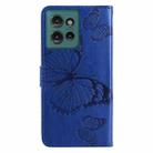 For Motorola Edge 50 5G 3D Butterfly Embossed Pattern Flip Leather Phone Case(Blue) - 3