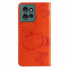 For Motorola Edge 50 5G 3D Butterfly Embossed Pattern Flip Leather Phone Case(Orange) - 3