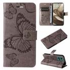 For Motorola Edge 50 5G 3D Butterfly Embossed Pattern Flip Leather Phone Case(Grey) - 1