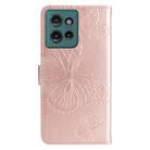 For Motorola Edge 50 5G 3D Butterfly Embossed Pattern Flip Leather Phone Case(Rose Gold) - 3