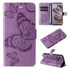 For Motorola Edge 50 Neo 3D Butterfly Embossed Pattern Flip Leather Phone Case(Purple) - 1