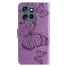 For Motorola Edge 50 Neo 3D Butterfly Embossed Pattern Flip Leather Phone Case(Purple) - 3