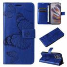 For Motorola Edge 50 Neo 3D Butterfly Embossed Pattern Flip Leather Phone Case(Blue) - 1