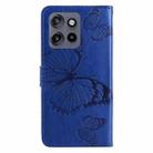 For Motorola Edge 50 Neo 3D Butterfly Embossed Pattern Flip Leather Phone Case(Blue) - 3