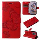 For Motorola Edge 50 Neo 3D Butterfly Embossed Pattern Flip Leather Phone Case(Red) - 1