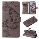 For Motorola Edge 50 Neo 3D Butterfly Embossed Pattern Flip Leather Phone Case(Grey) - 1