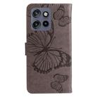 For Motorola Edge 50 Neo 3D Butterfly Embossed Pattern Flip Leather Phone Case(Grey) - 3