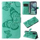 For Motorola Moto G35 3D Butterfly Embossed Pattern Flip Leather Phone Case(Green) - 1