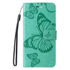 For Motorola Moto G35 3D Butterfly Embossed Pattern Flip Leather Phone Case(Green) - 2
