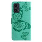 For Motorola Moto G35 3D Butterfly Embossed Pattern Flip Leather Phone Case(Green) - 3