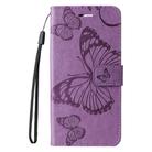 For Motorola Moto G35 3D Butterfly Embossed Pattern Flip Leather Phone Case(Purple) - 2