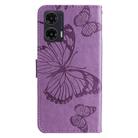 For Motorola Moto G35 3D Butterfly Embossed Pattern Flip Leather Phone Case(Purple) - 3