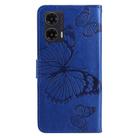 For Motorola Moto G35 3D Butterfly Embossed Pattern Flip Leather Phone Case(Blue) - 3