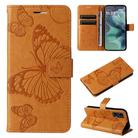 For Motorola Moto G35 3D Butterfly Embossed Pattern Flip Leather Phone Case(Yellow) - 1