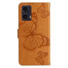 For Motorola Moto G35 3D Butterfly Embossed Pattern Flip Leather Phone Case(Yellow) - 3