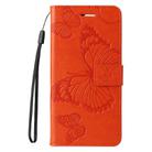 For Motorola Moto G35 3D Butterfly Embossed Pattern Flip Leather Phone Case(Orange) - 2