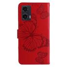 For Motorola Moto G35 3D Butterfly Embossed Pattern Flip Leather Phone Case(Red) - 3