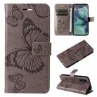 For Motorola Moto G35 3D Butterfly Embossed Pattern Flip Leather Phone Case(Grey) - 1