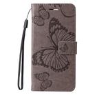 For Motorola Moto G35 3D Butterfly Embossed Pattern Flip Leather Phone Case(Grey) - 2