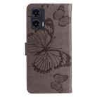 For Motorola Moto G35 3D Butterfly Embossed Pattern Flip Leather Phone Case(Grey) - 3