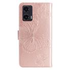 For Motorola Moto G35 3D Butterfly Embossed Pattern Flip Leather Phone Case(Rose Gold) - 3