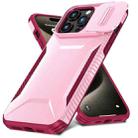 For iPhone 15 Pro Max Sliding Camshield Phone Case(Pink + Rose Red) - 2