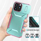 For iPhone 15 Pro Max Sliding Camshield Phone Case(Grey Green + Pink) - 3