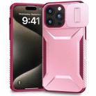For iPhone 15 Pro Sliding Camshield Phone Case(Pink + Rose Red) - 1