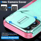 For iPhone 15 Pro Sliding Camshield Phone Case(Grey Green + Pink) - 3