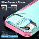 For iPhone 15 Plus Sliding Camshield Phone Case(Grey Green + Pink) - 3