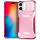 For iPhone 16 Plus Sliding Camshield Phone Case(Pink + Rose Red) - 1